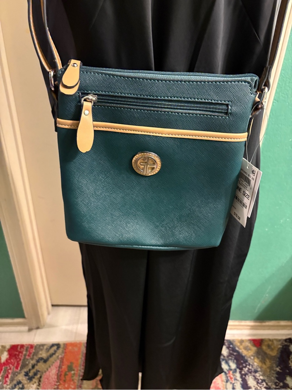 Giani Bernini Saffiano Crossbody with Tan Strap
